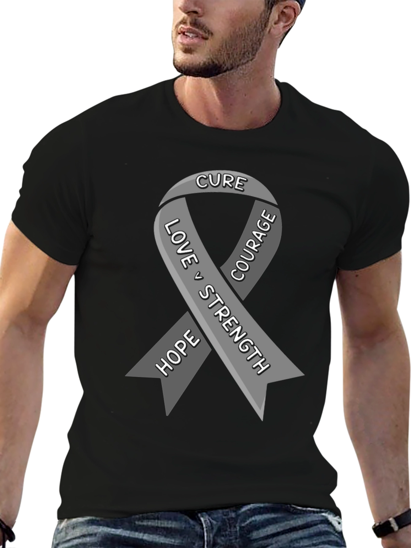 Ribbon Awareness Graphic Tee - Hope Love Strength