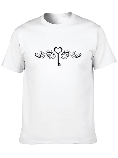 Heart Key Graphic Black T-Shirt
