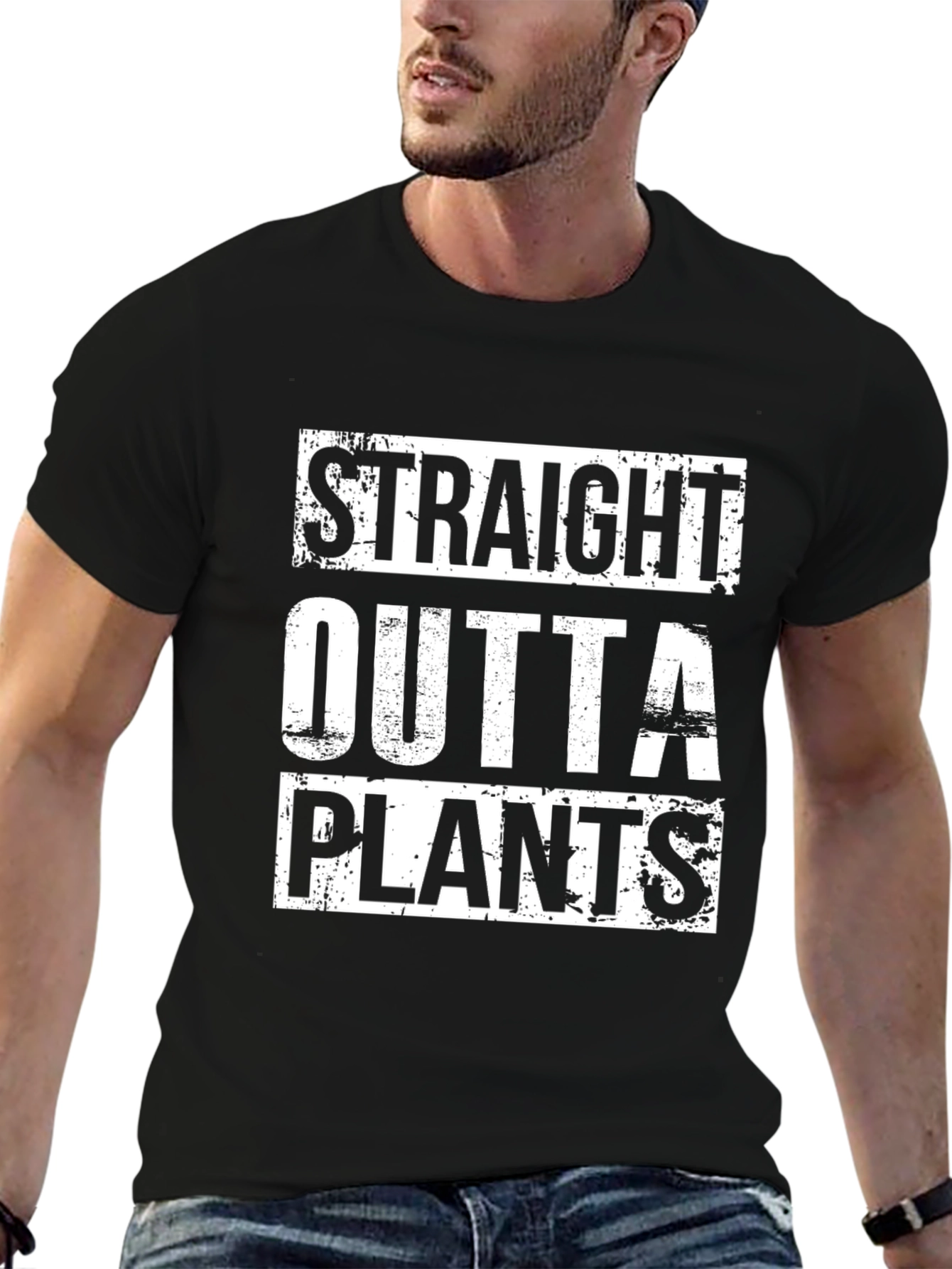 Straight Outta Plants Graphic T-Shirt - Black