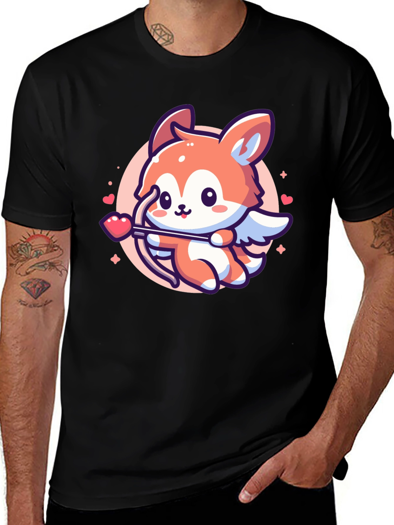 Cute Fox Cupid Valentines Day T-Shirt