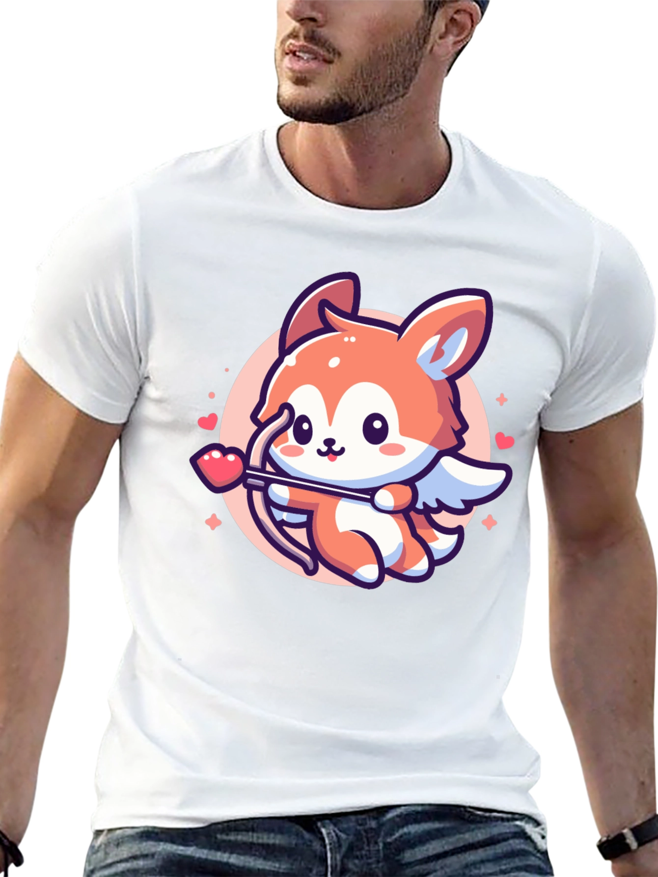 Cute Fox Cupid Valentines Day T-Shirt