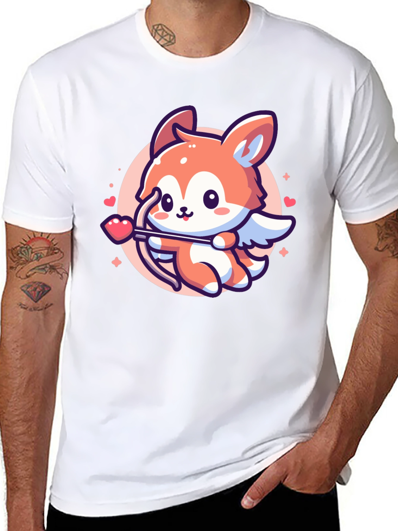 Cute Fox Cupid Valentines Day T-Shirt