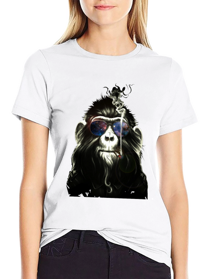 Cool Monkey Smoking Black T-Shirt