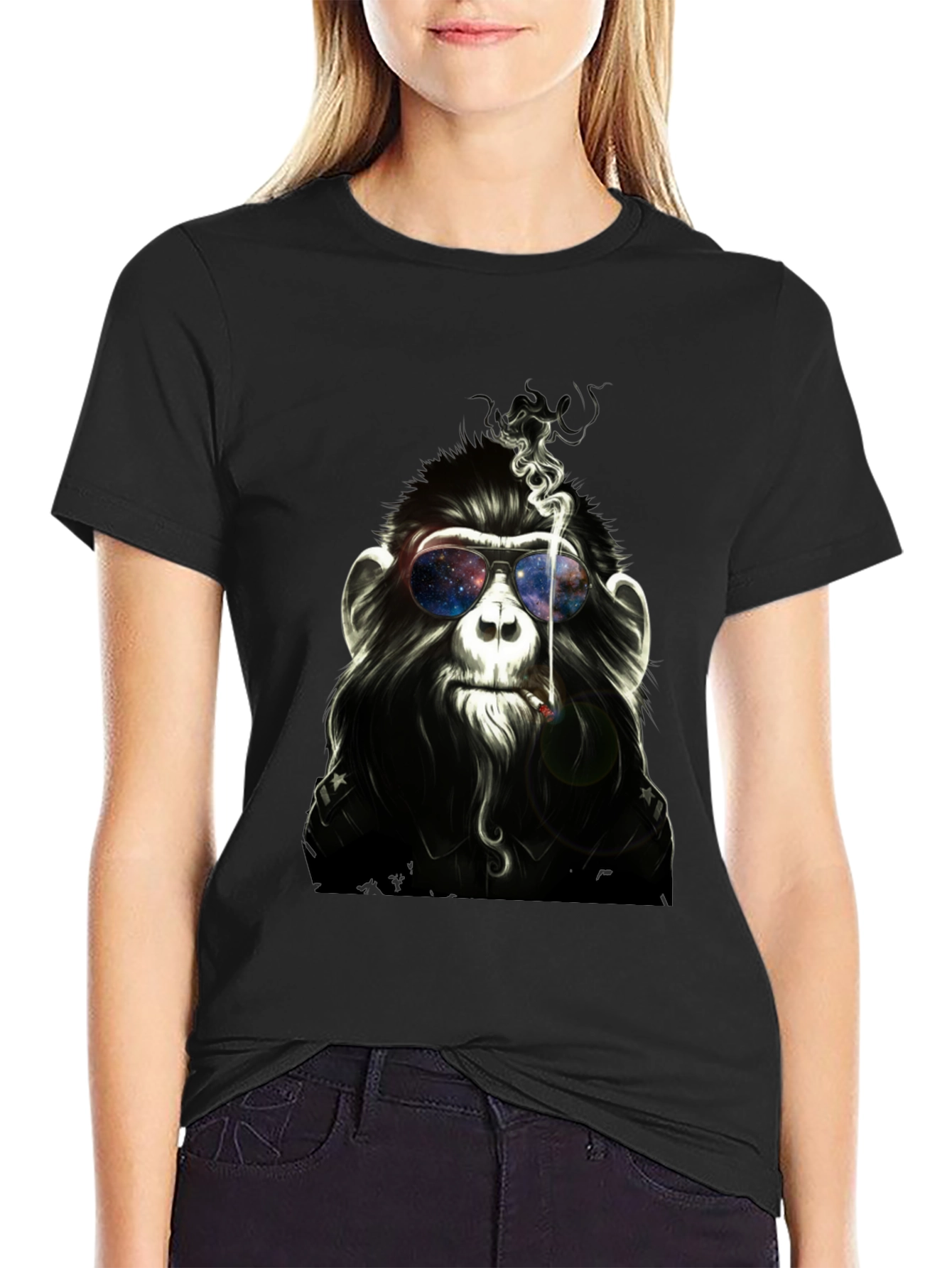 Cool Monkey Smoking Black T-Shirt