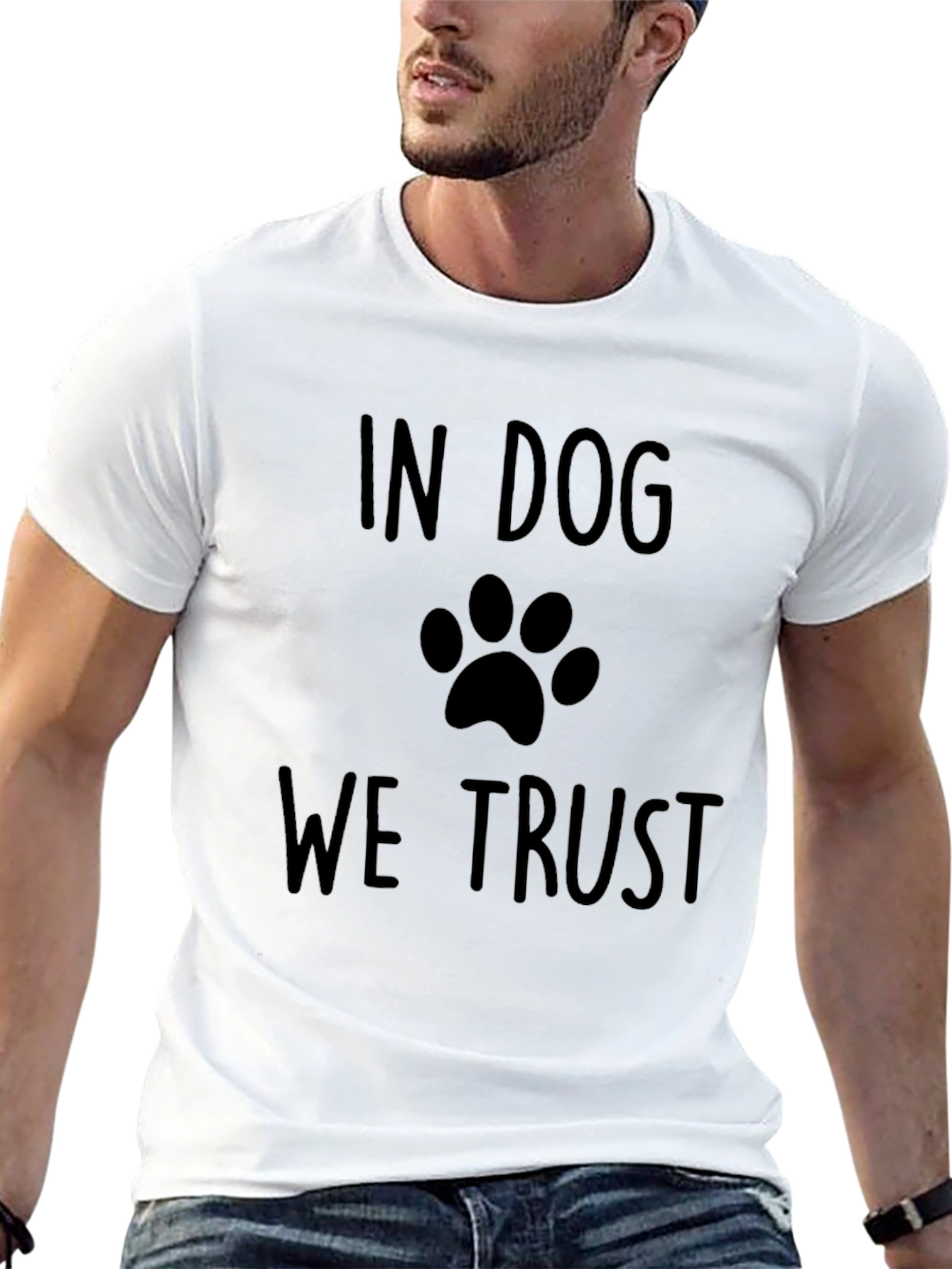 In Dog We Trust T-Shirt - Paw Print Design