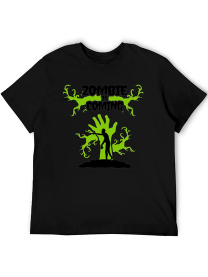 Zombie Is Coming Black Graphic T-Shirt