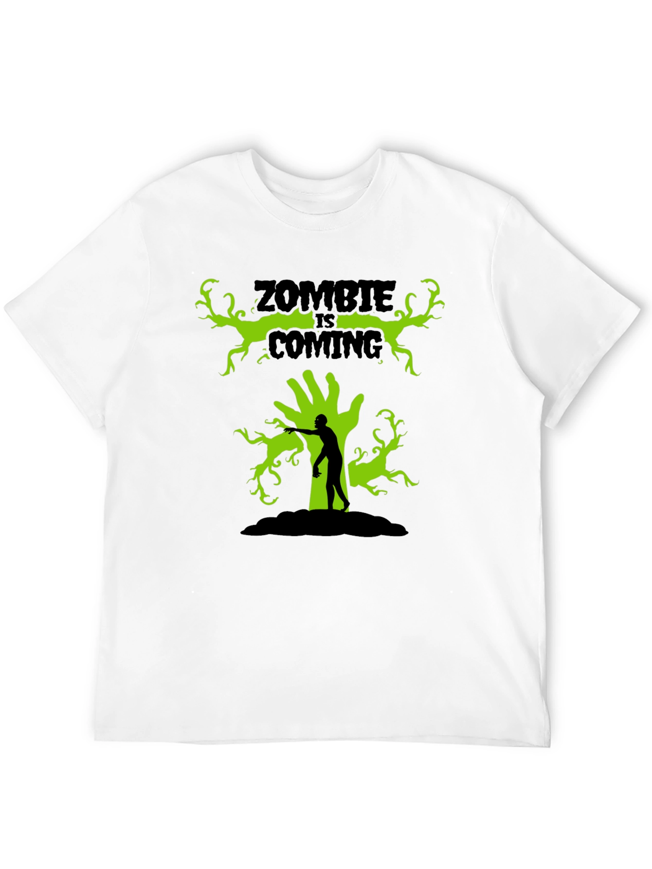 Zombie Is Coming Black Graphic T-Shirt