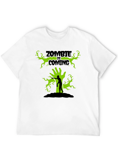 Zombie Is Coming Black Graphic T-Shirt