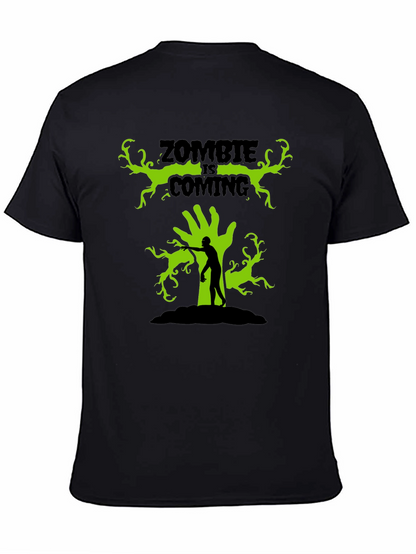 Zombie Is Coming Black Graphic T-Shirt