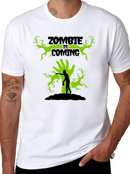 Zombie Is Coming Black Graphic T-Shirt