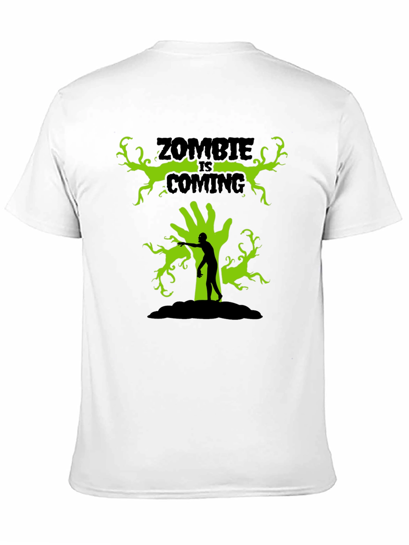 Zombie Is Coming Black Graphic T-Shirt
