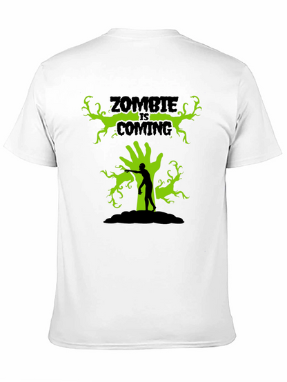 Zombie Is Coming Black Graphic T-Shirt