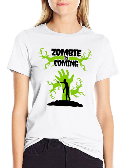 Zombie Is Coming Black Graphic T-Shirt