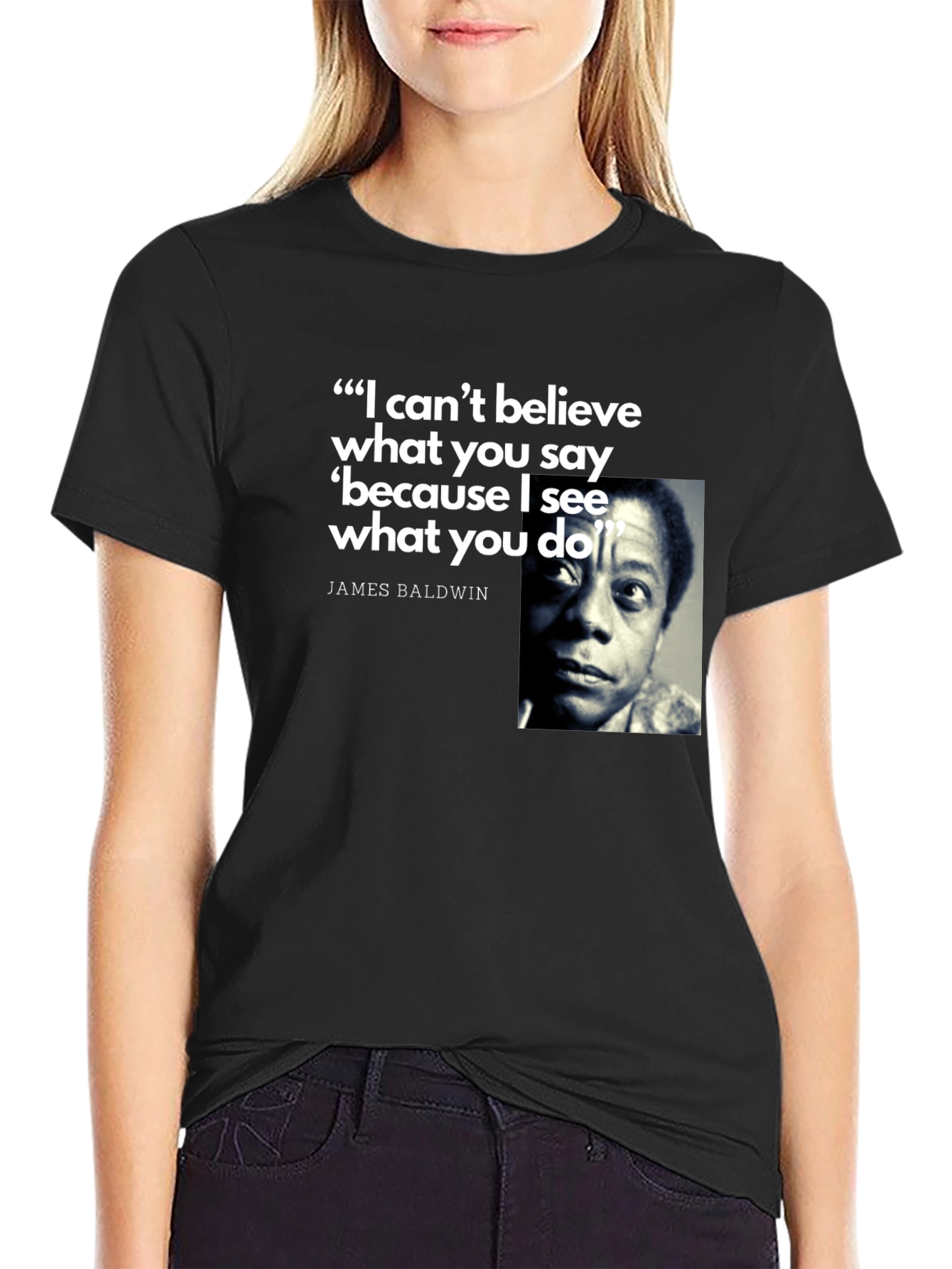 James Baldwin Quote Graphic T-Shirt - Black
