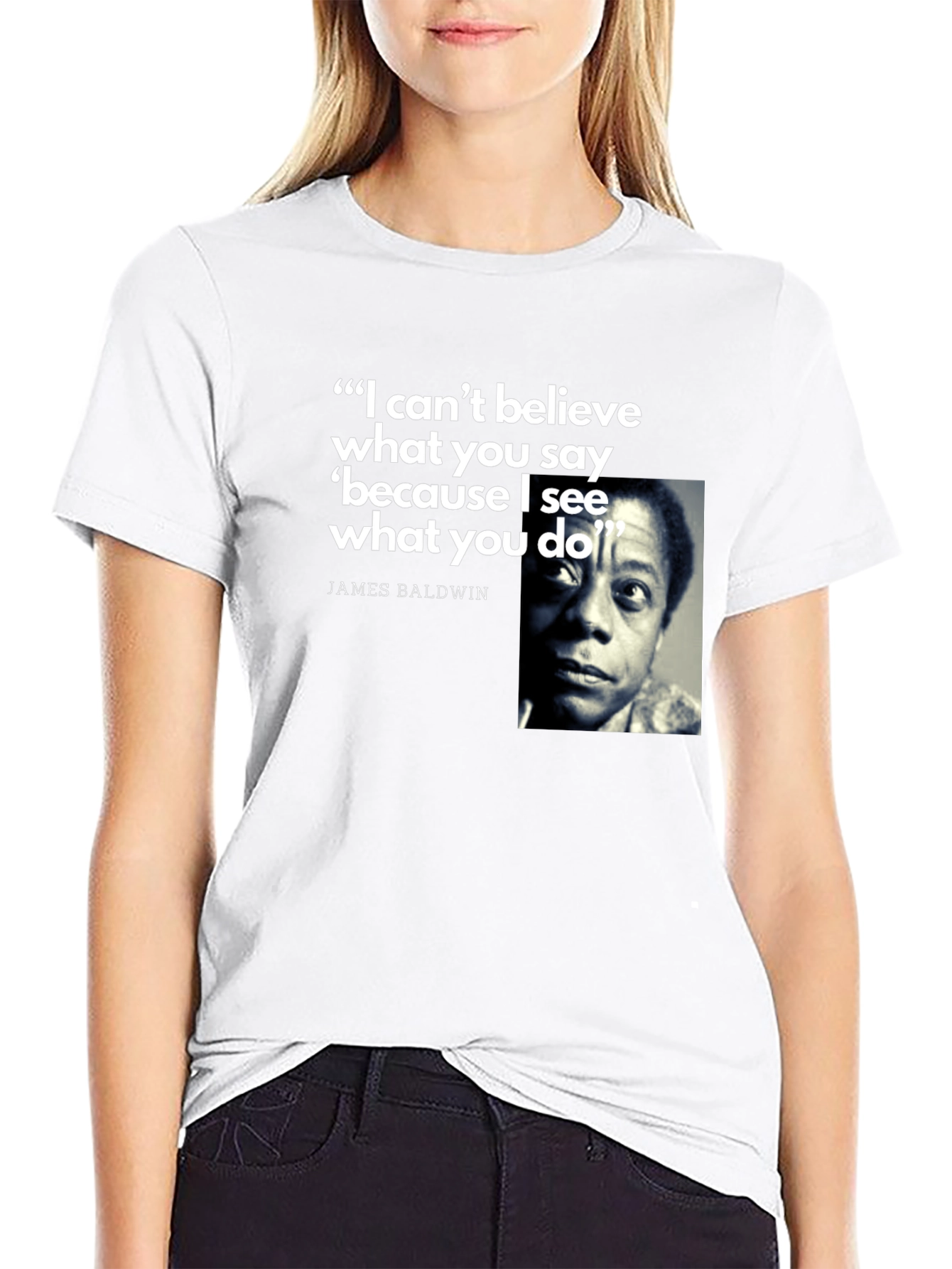 James Baldwin Quote Graphic T-Shirt - Black