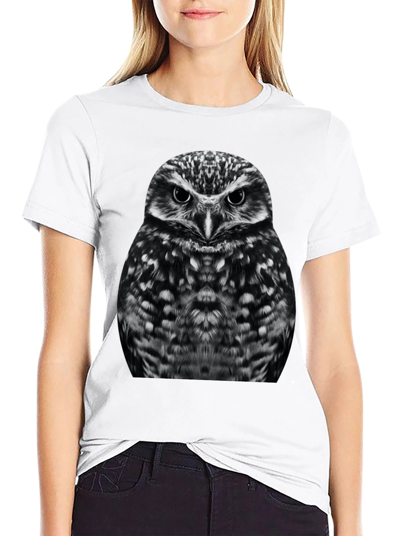 Owl Graphic T-Shirt - Black Cotton Tee