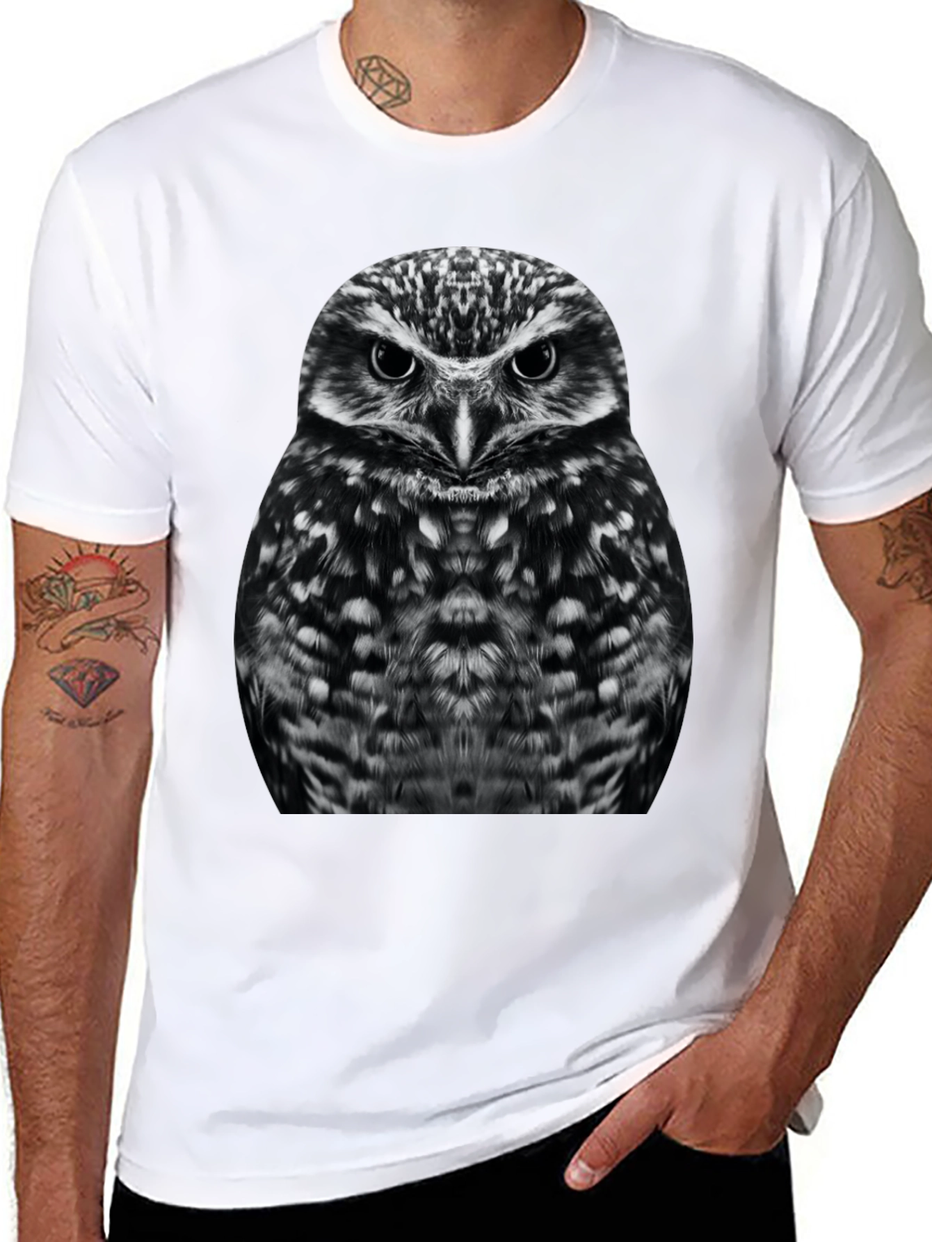 Owl Graphic T-Shirt - Black Cotton Tee