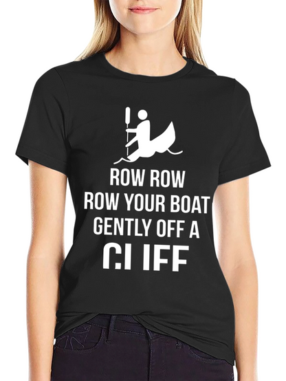 Row Your Boat Off a Cliff Black Graphic Tee