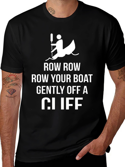 Row Your Boat Off a Cliff Black Graphic Tee