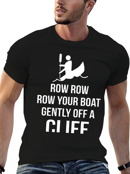 Row Your Boat Off a Cliff Black Graphic Tee