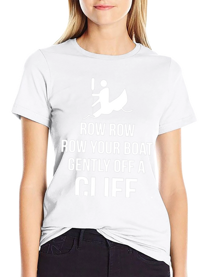 Row Your Boat Off a Cliff Black Graphic Tee