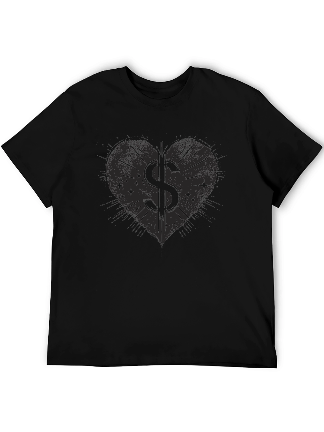Heart Dollar Sign Graphic Tee - Mens Black T-Shirt