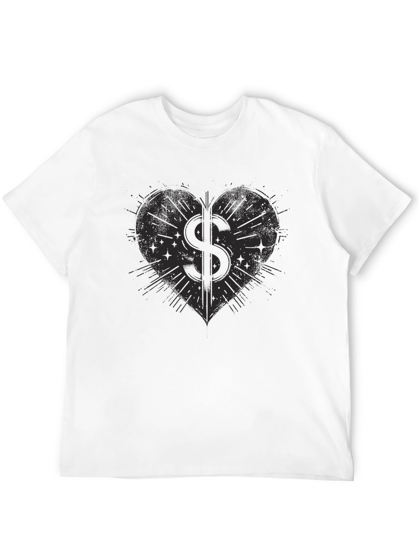 Heart Dollar Sign Graphic Tee - Mens Black T-Shirt