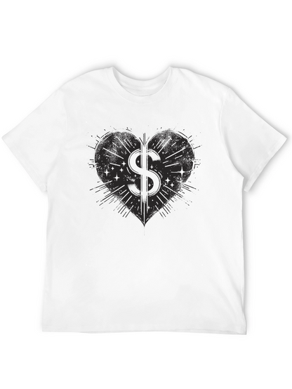 Heart Dollar Sign Graphic Tee - Mens Black T-Shirt