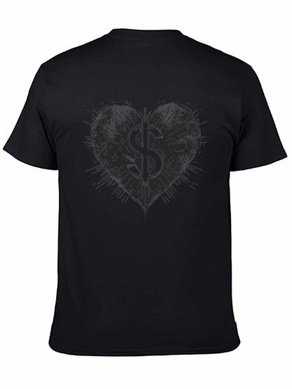 Heart Dollar Sign Graphic Tee - Mens Black T-Shirt