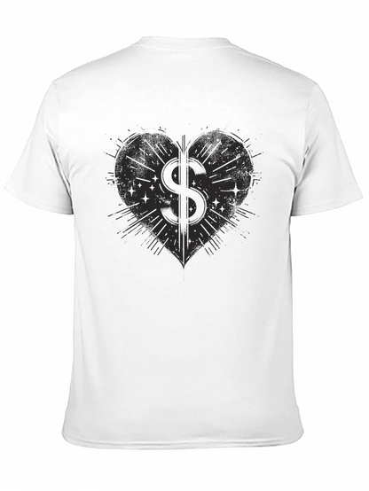 Heart Dollar Sign Graphic Tee - Mens Black T-Shirt