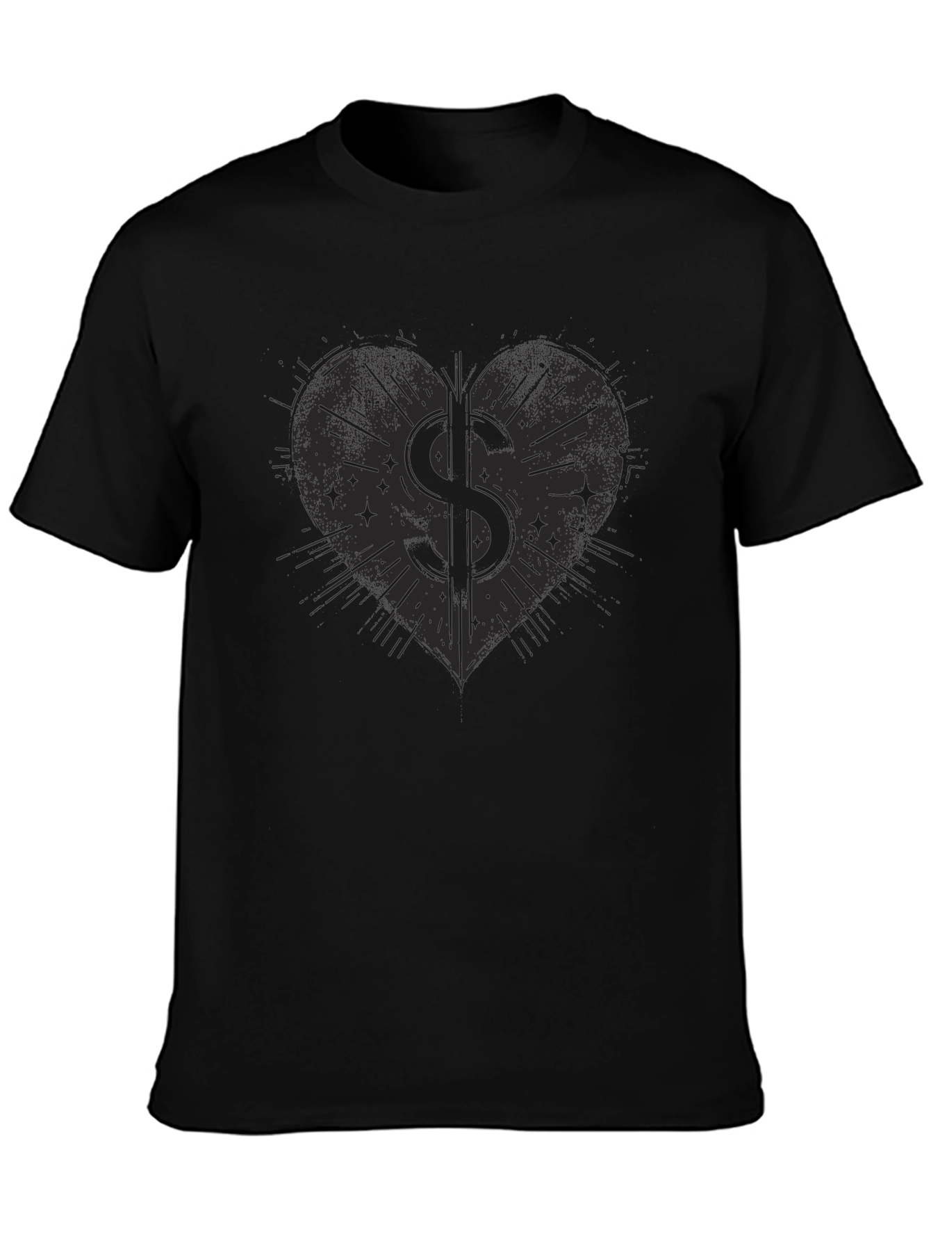 Heart Dollar Sign Graphic Tee - Mens Black T-Shirt