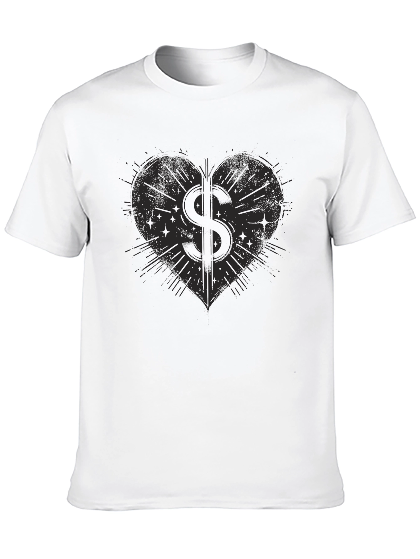 Heart Dollar Sign Graphic Tee - Mens Black T-Shirt