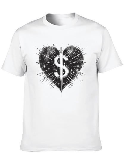 Heart Dollar Sign Graphic Tee - Mens Black T-Shirt