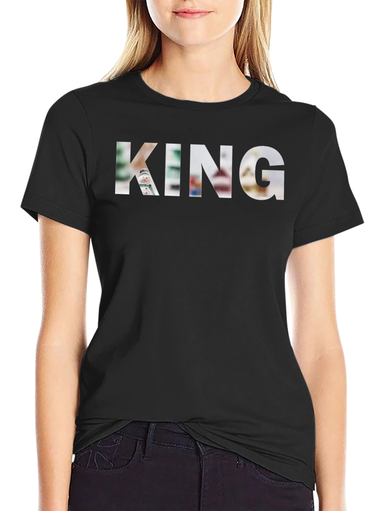 King Graphic T-Shirt - Black Crew Neck Tee