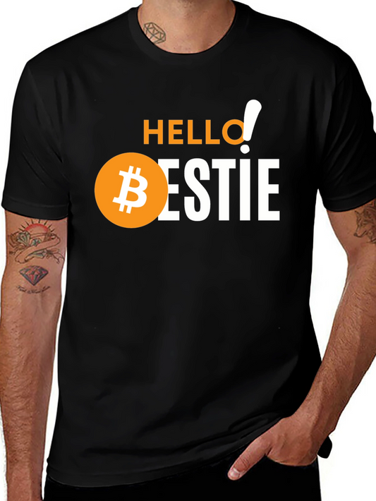 Hello Bestie Bitcoin Graphic Tee - Crypto Lover Gift