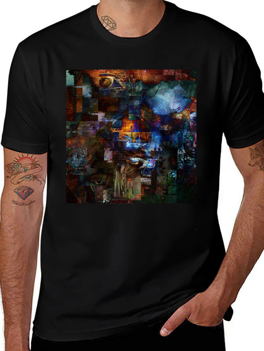 Abstract Collage Art Print Black T-Shirt