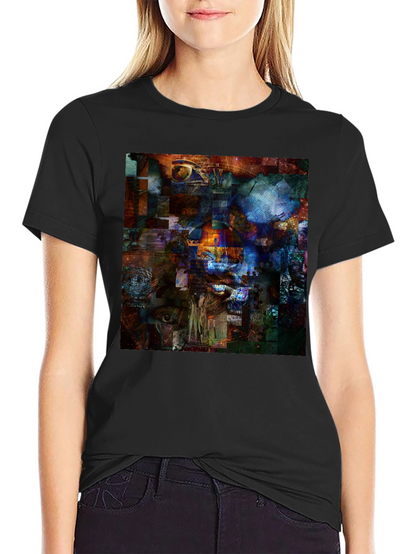 Abstract Collage Art Print Black T-Shirt