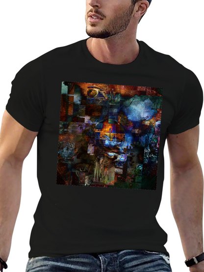 Abstract Collage Art Print Black T-Shirt