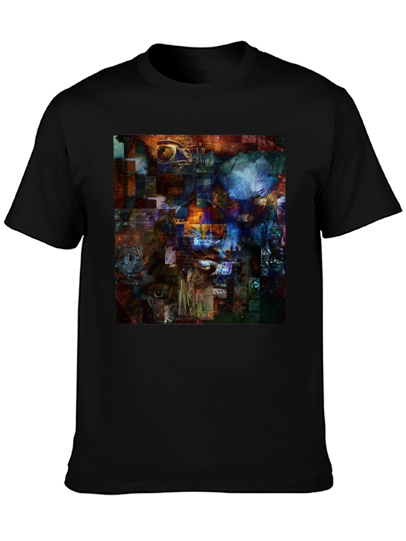 Abstract Collage Art Print Black T-Shirt