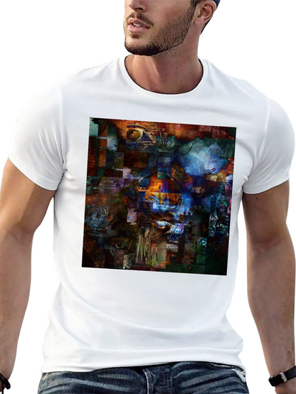 Abstract Collage Art Print Black T-Shirt