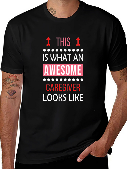 Awesome Caregiver T-Shirt - Black Cotton Tee