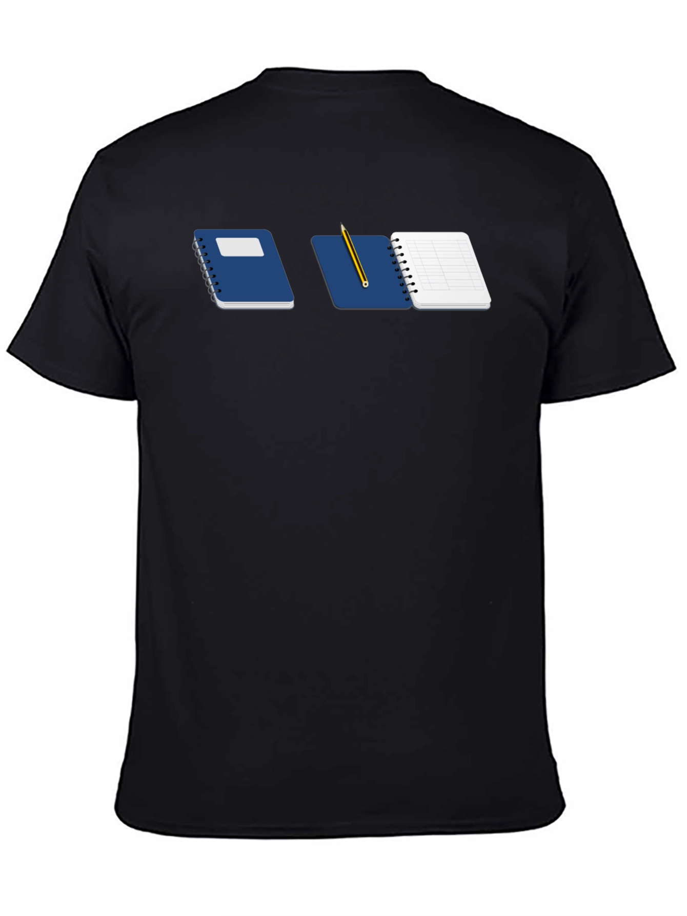 Notebook & Pencil Graphic Tee - Black Casual Shirt