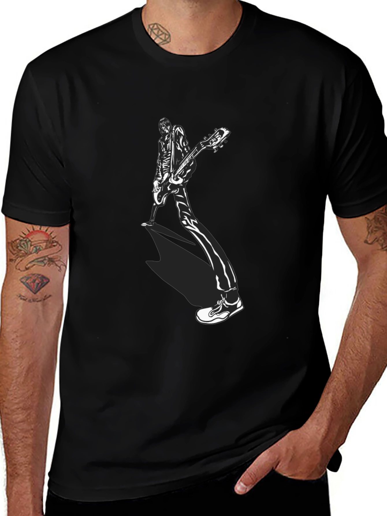 Guitar Player Graphic Tee - Black