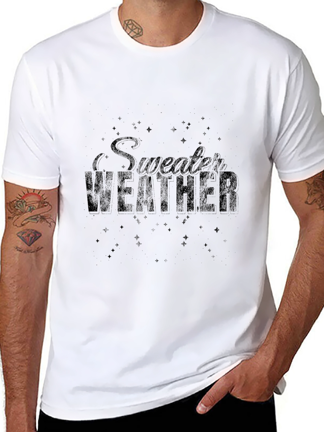 Sweater Weather Graphic Print Black T-Shirt