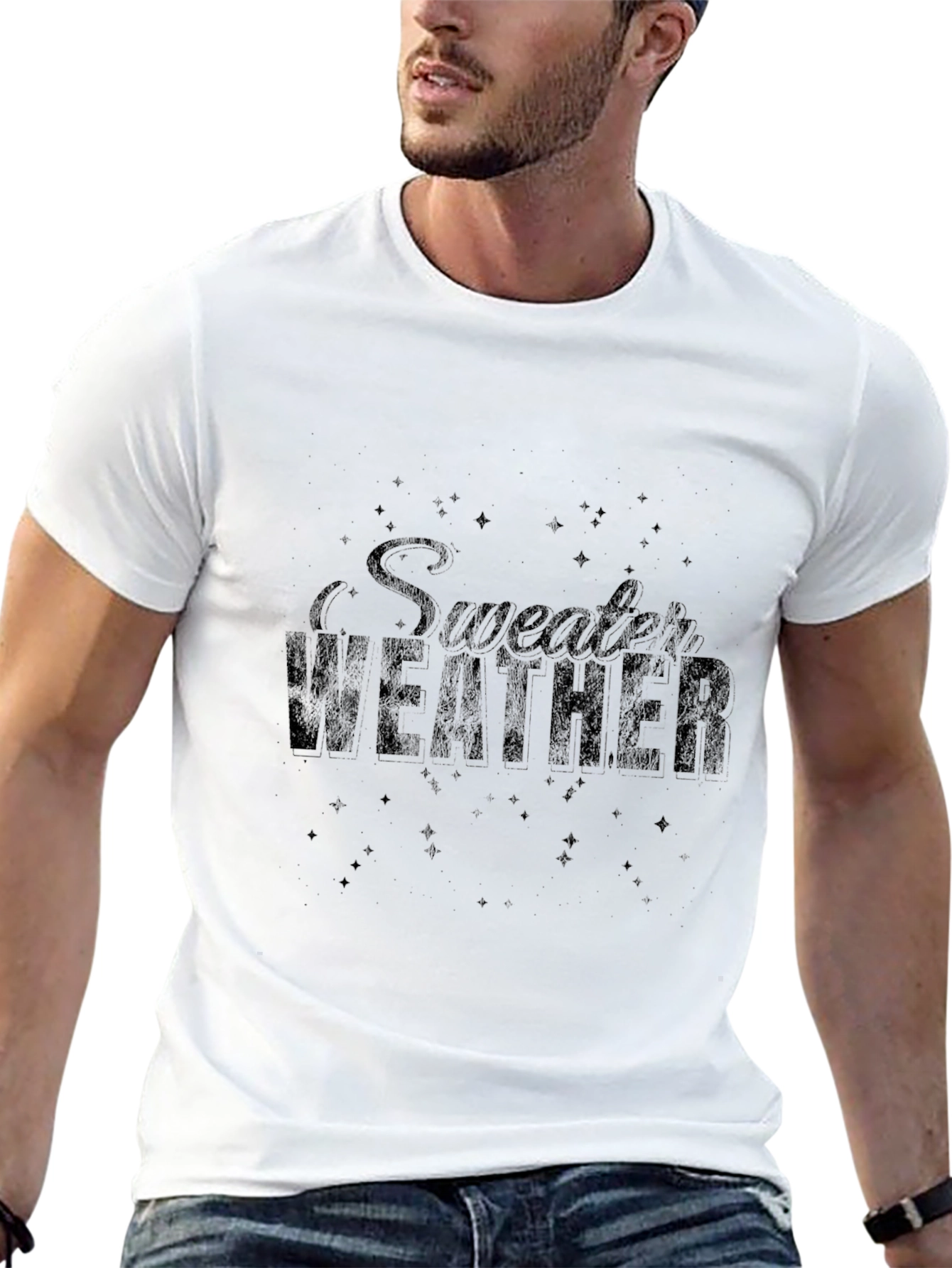 Sweater Weather Graphic Print Black T-Shirt
