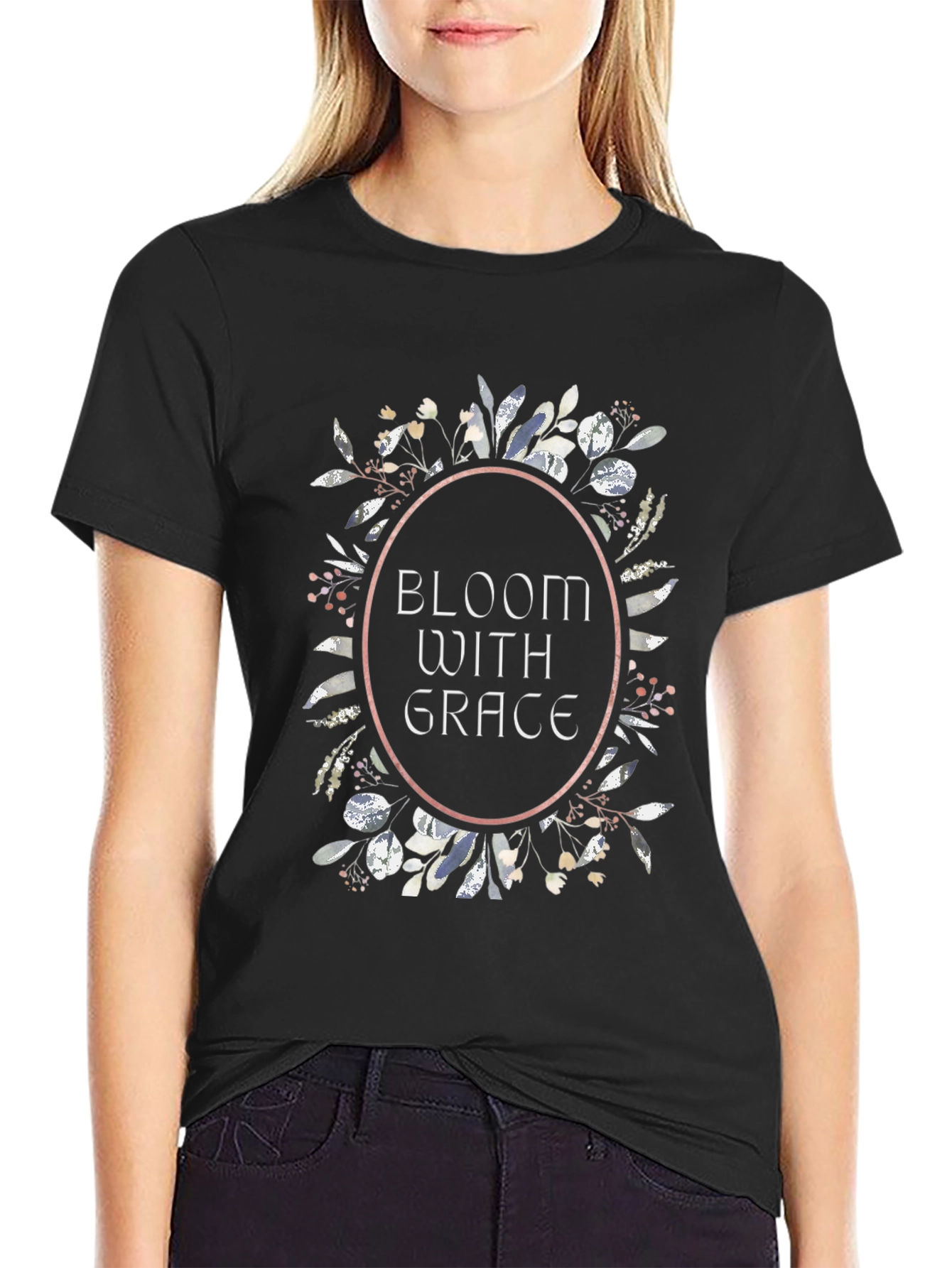 Bloom With Grace Floral Tee - Black