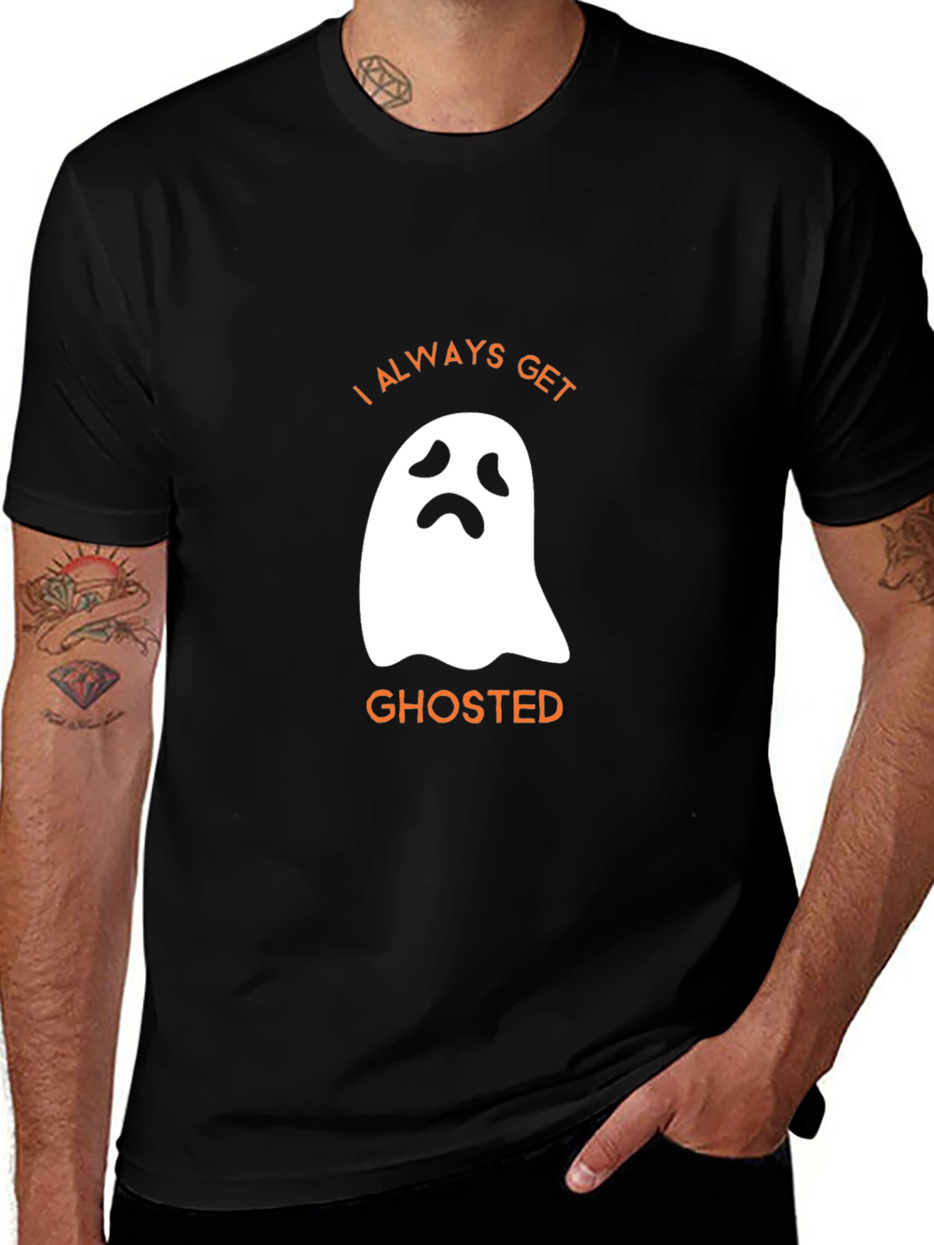 Funny Halloween Ghosted Graphic Tee - Black