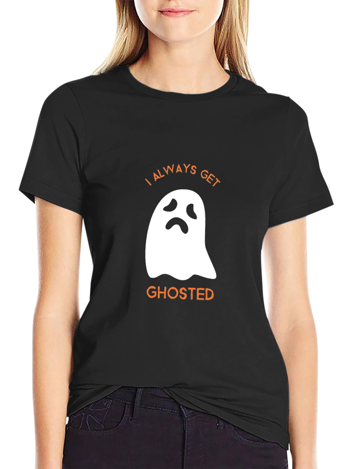 Funny Halloween Ghosted Graphic Tee - Black