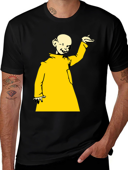 Black T-Shirt with Yellow Cartoon Design