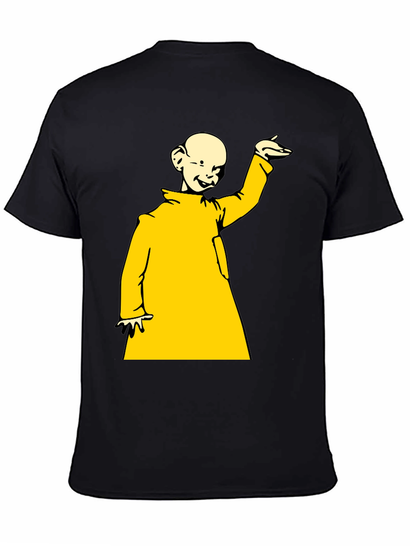 Black T-Shirt with Yellow Cartoon Design